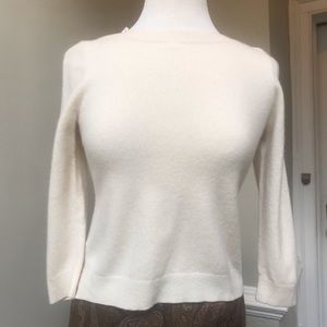Ann Taylor wool cashmere boatneck sweater top from in ivory
